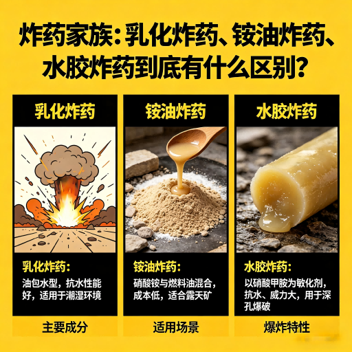 兴宾炸药家族：乳化炸药、铵油炸药、水胶炸药到底有什么区别？